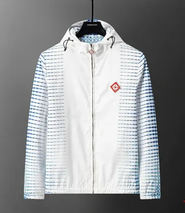 Casablanca Men Printed Hooded Zip‑Up Jacket | White‑Blue Print #B67961