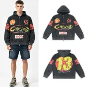 Godspeed Distressed 13 Graphic Zip‑Up Hoodie Streetwear Jacket Black #B67651