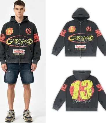 Godspeed Distressed 13 Graphic Zip‑Up Hoodie Streetwear Jacket Black #B67651