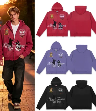 Vale Sport Equestrian Graphic Zip‑Up Hoodie Casual Jacket Red Purple Black #B67652