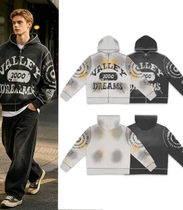 Valley Dreams 2000 Vintage Print Zip‑Up Hoodie Jacket, Multi‑Tone #B67639