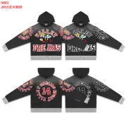 Valley High 14 Dreams Letter Print Zip‑Up Hoodie Street Jacket Black #B67655