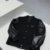 Prada Dark Style Wool Leather Varsity Bomber Jacket, Black #B68844