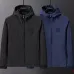 Prada Hooded Windbreaker Jacket Men Casual Zip‑Up Outerwear, Black, Navy Blue #B67984