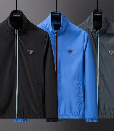 Prada Stand‑Collar Zip‑Up Jacket Men Casual Windproof Outerwear, Black, Bright Blue, Dark Gray #B67988