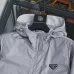 Prada Triangle Logo Hooded Full‑Zip Windbreaker Jacket, Light Gray #B68271