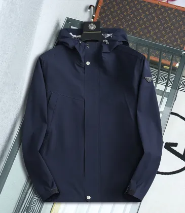 Prada Triangle Logo Hooded Full‑Zip Windbreaker Jacket, Navy #B68270