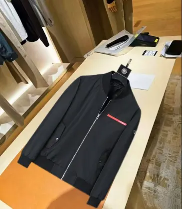 Prada Triangle Logo Red‑Tag Bomber Full‑Zip Jacket, Black #B68273