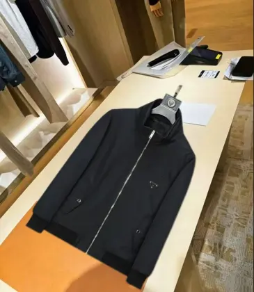 Prada Triangle Logo Full‑Zip Stand Collar Jacket, Black #B68269