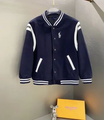 Ralph Lauren Pony Embroidery American Retro Wool Patchwork Leather Baseball Jacket with Large Logo Jackets for Men #A58790