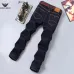Armani Style Men's Black Denim Jeans, Eagle Logo Straight‑Leg Stretch Business Casual Long Pants #B67411