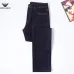 Armani Style Men's Black Denim Jeans, Eagle Logo Straight‑Leg Stretch Business Casual Long Pants #B67411