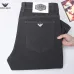 Armani Style Men's Black Denim Jeans, Embroidered Eagle Logo Straight‑Leg Stretch Business Casual Long Pants #B67405