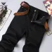 Armani Style Men's Black Slim Stretch Denim Jeans, Embroidered Eagle Logo Business Casual Long Pants #B67407