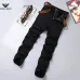 Armani Style Men's Black Slim Stretch Denim Jeans, Embroidered Eagle Logo Business Casual Long Pants #B67407
