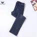 Armani Style Men's Dark Blue Denim Jeans, Eagle Logo Straight‑Leg Stretch Business Casual Pants #B67410