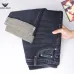 Armani Style Men's Dark Blue Washed Denim Jeans, Eagle Logo Straight‑Leg Stretch Business Casual Pants #B67408