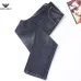 Armani Style Men's Dark Blue Washed Denim Jeans, Eagle Logo Straight‑Leg Stretch Business Casual Pants #B67408