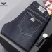 Armani Style Men's Dark Blue Washed Denim Jeans, Eagle Logo Straight‑Leg Stretch Business Casual Pants #B67408
