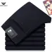 Armani Style Men's Dark Navy Denim Jeans, Embroidered Logo Pocket Straight Fit Stretch Business Casual Pants #B67404