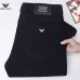 Armani Style Men's Dark Navy Denim Jeans, Embroidered Logo Pocket Straight Fit Stretch Business Casual Pants #B67404