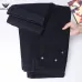 Armani Style Men's Dark Navy Denim Jeans, Embroidered Logo Pocket Straight Fit Stretch Business Casual Pants #B67404