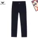 Armani Style Men's Dark Navy Denim Jeans, Embroidered Logo Pocket Straight Fit Stretch Business Casual Pants #B67404