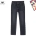 Armani Style Men's Raw Black Wash Denim Jeans, Eagle Logo Straight‑Leg Stretch Business Casual Pants #B67409
