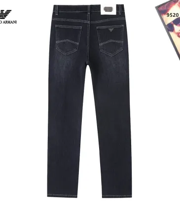 Armani Style Men's Raw Black Wash Denim Jeans, Eagle Logo Straight‑Leg Stretch Business Casual Pants #B67409