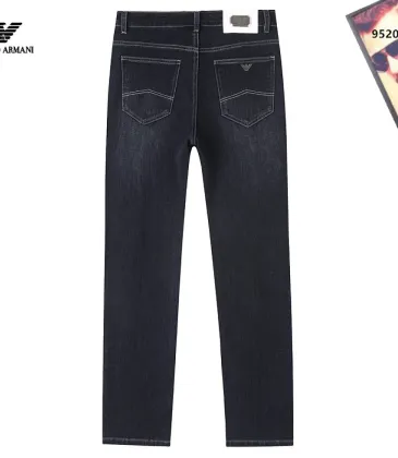 Armani Style Men's Raw Black Wash Denim Jeans, Eagle Logo Straight‑Leg Stretch Business Casual Pants #B67409