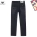 Armani Style Men's Raw Black Wash Denim Jeans, Eagle Logo Straight‑Leg Stretch Business Casual Pants #B67409