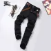Burberry Style Men's Black Denim Jeans, Embroidered Logo Pocket Slim Stretch Business Casual Long Pants #B67403