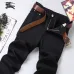Burberry Style Men's Black Denim Jeans, Embroidered Logo Pocket Slim Stretch Business Casual Long Pants #B67403