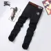 Burberry Style Men's Black Denim Jeans, Embroidered Logo Pocket Slim Stretch Business Casual Long Pants #B67403