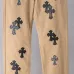 Chrome Hearts Checkered Cross Patch Denim Straight Pants, Khaki #B68038