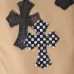 Chrome Hearts Checkered Cross Patch Denim Straight Pants, Khaki #B68038