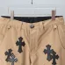 Chrome Hearts Checkered Cross Patch Denim Straight Pants, Khaki #B68038