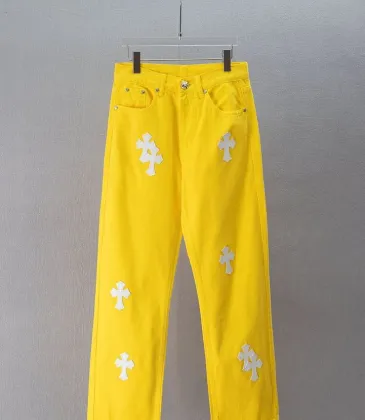 Chrome Hearts Cross Patch Straight Denim Jeans, Yellow #B68036