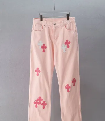 Chrome Hearts Cross Patch Straight‑Leg Denim Pants, Pink #B68037