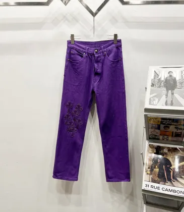 Chrome Hearts Jeans for Men Purple Combo Embroidered #A53891 Chrome Hearts Jeans for Men Purple Combo Embroidered #A53891