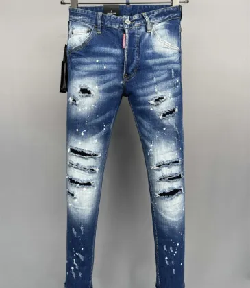 DSQ2 Men's Denim Jeans Edgy Distressed Design with Paint Splatter and Zipper Detail for Fashion Rebels #A54906