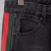 Gucci Web Stripe Vintage Washed Straight‑Leg Denim Jeans, Black #B67638