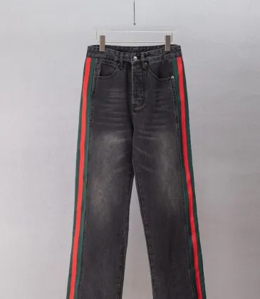 Gucci Web Stripe Vintage Washed Straight‑Leg Denim Jeans, Black #B67638