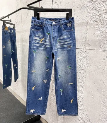LV x Pharrell Animal Landscape Logo Embroidered Straight‑Leg Jeans #B67466