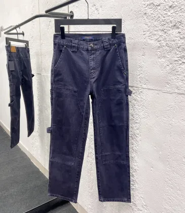 Brand L Dark Indigo Straight‑Fit Cotton Cargo Denim Pants #B67450