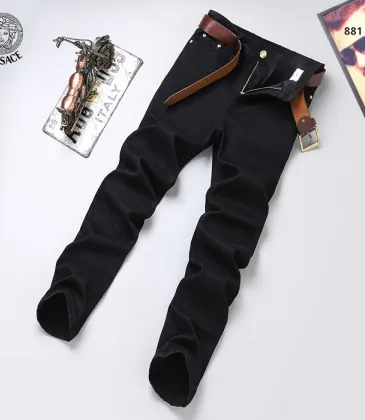 Versace Men's Black Embroidered Medusa Logo Slim Fit Denim Jeans #B67414