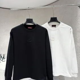 Brand G Patch‑Embroidered Long‑Sleeve T‑Shirt, Black, White #B68004 Brand G Patch‑Embroidered Long‑Sleeve T‑Shirt, Black, White #B68004