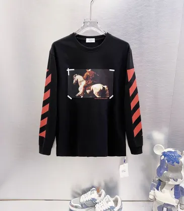Off-White Horse Oil Painting Long Sleeve Tee Men Arrow Diagonal Stripe Casual Streetwear T-Shirt #B67224