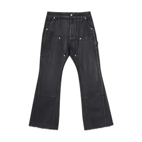 Gallery Dept Black Coated Denim Flare Cargo Trousers With Brand Tags #B67402
