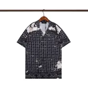Amiri Black Patterned Cuban Collar Short Sleeve Shirt With Artistic Details #A54242 Amiri Black Patterned Cuban Collar Short Sleeve Shirt With Artistic Details #A54242